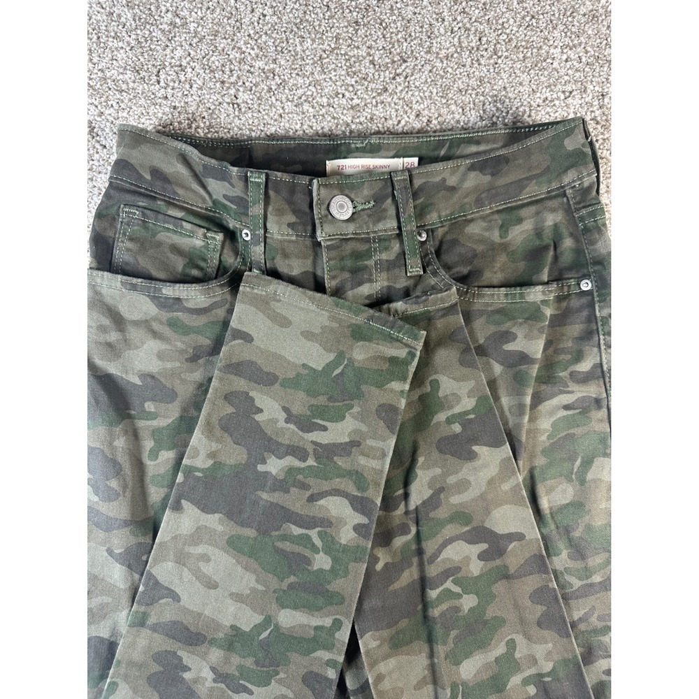 Levis 721 High Rise Skinny Camo Jeans Womens 28 Green Camouflage Stretch Pants